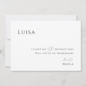 Weichteil minimale Foto Bridesmaid Vorschlag Card Einladung (Rückseite)