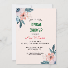 Weichteil-Wildblume-Rahmen-Brautparty Einladung