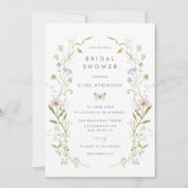 Weichteil-Wildblume-Rahmen-Brautparty Einladung (Vorderseite)