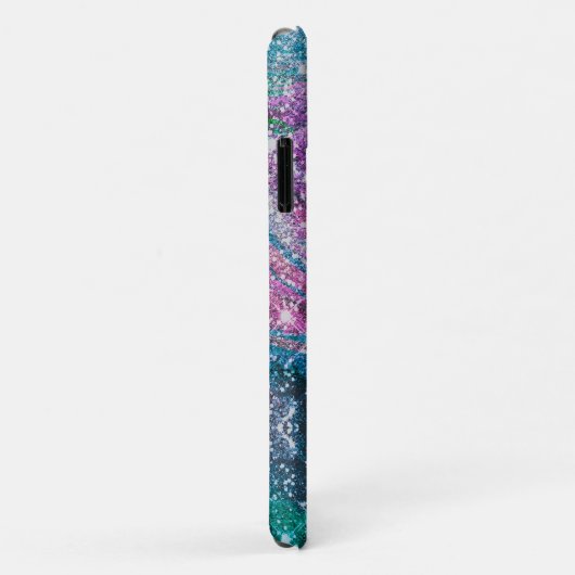 Weichteilblauer lila Glitzer Monogramm Case-Mate iPhone Hülle (Hinten/Rechts)