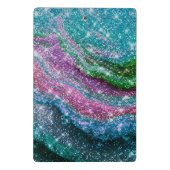 Weichteilblauer lila Glitzer Monogramm Mini Klemmbrett (Rückseite)