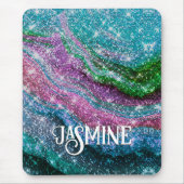 Weichteilblauer lila Glitzer Monogramm Mousepad (Vorne)