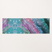 Weichteilblauer lila Glitzer Monogramm Yogamatte (Rückseite (Horizontal))