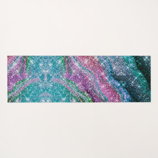 Weichteilblauer lila Glitzer Monogramm Yogamatte (Rückseite (Horizontal))