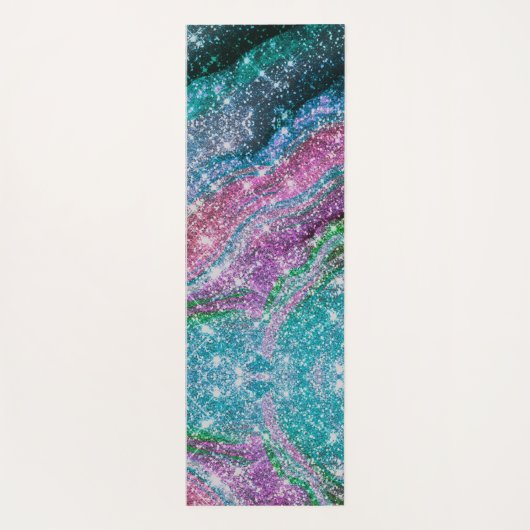 Weichteilblauer lila Glitzer Monogramm Yogamatte (Rückseite)