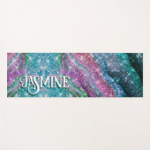 Weichteilblauer lila Glitzer Monogramm Yogamatte (Vorderseite (Horizontal))