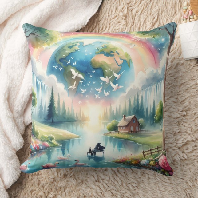 Weichteile Rainbow Earth Fantasy Scene Kissen (Decke)