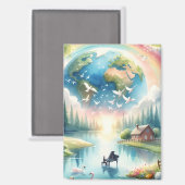 Weichteile Rainbow Earth Fantasy Scene Magnet (Vorderseite/Rückseite)