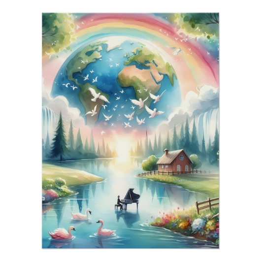 Weichteile Rainbow Earth Fantasy Scene Poster (Vorderseite)