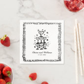 Weichteilhandgezeichnete Hochzeitsmonographie Serviette (Beispiel)