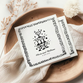 Weichteilhandgezeichnete Hochzeitsmonographie Serviette