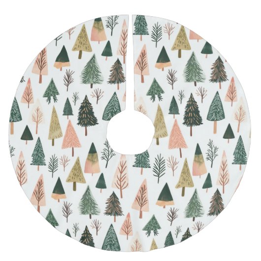 Weichteilige botanische Urlaubsmuster Polyester Weihnachtsbaumdecke (Vorderseite)