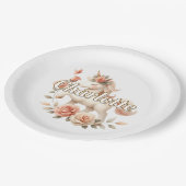 Weichteilige Pastelltöne mit Rose Pappteller (Schrägansicht)