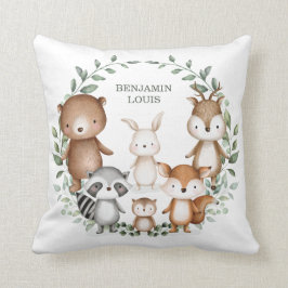 Weichteilige Waldtiere Grünpflanzen Kinderzimmer Kissen