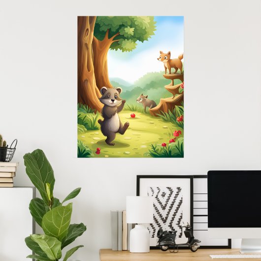 Weichteilwaldtiere AI Generativ Poster (Heimbüro)