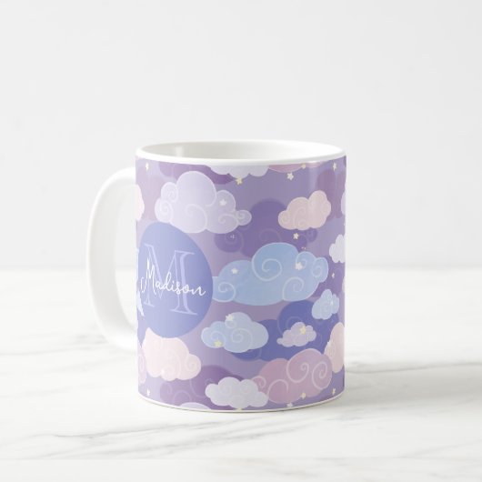 Weichteilwolken und Sternenmuster Kaffeetasse (Vorderseite Links)