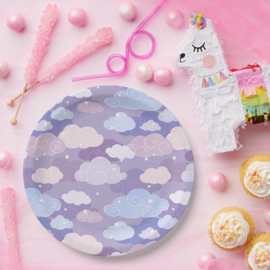 Weichteilwolken und Sternenmuster Pappteller (Party)