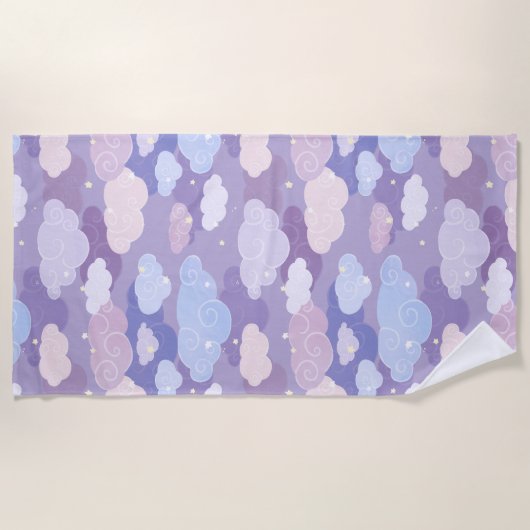 Weichteilwolken und Sternenmuster Strandtuch (Vorderseite)