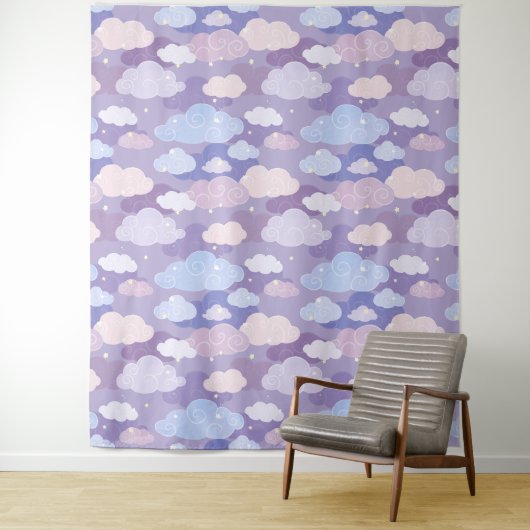 Weichteilwolken und Sternenmuster Wandteppich (Beispiel)
