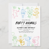 Weichtöckige Doodle-Party jedes Jahr zum Geburtsta Einladung (Vorderseite)