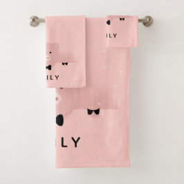 Weichtrosa Schweinefleisch Niedlicher Zuchtbetrieb Badhandtuch Set