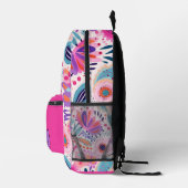 Weichtrosa und Lila florale Monogramm Bedruckter Rucksack (Rechts)