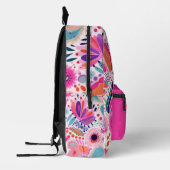 Weichtrosa und Lila florale Monogramm Bedruckter Rucksack (Links)