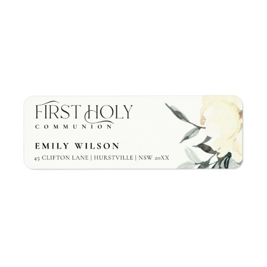 WEICHWEISSE BLUMENADRESSE DER ERSTEN HOLY COMMUNIO (Vorne)