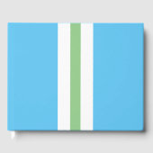 Weichweiße weiße Streifen mit glasklarem Blau Gästebuch (Vorderseite)