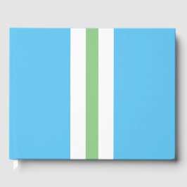 Weichweiße weiße Streifen mit glasklarem Blau Gästebuch