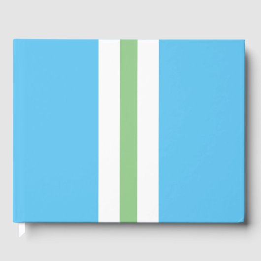 Weichweiße weiße Streifen mit glasklarem Blau Gästebuch (Vorderseite)