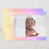 Weichwolken | Gradient Ombre | Modernes Foto Baby Ankündigung (Vorne/Hinten)