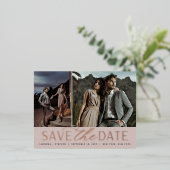 Weichzeichnen | 2 Foto Hochzeit Datum speichern Folie Einladungspostkarte (Stehend vorne)