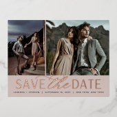 Weichzeichnen | 2 Foto Hochzeit Datum speichern Folie Einladungspostkarte (Vorderseite)