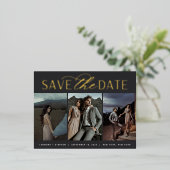 Weichzeichnen | 3 Foto Hochzeit Datum speichern Folie Einladungspostkarte (Stehend vorne)