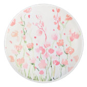 Weichzeichnen Blume in Rosa und Grün Keramikknauf (Vorderseite)