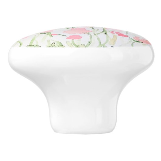 Weichzeichnen Blume in Rosa und Grün Keramikknauf (Seitenansicht)