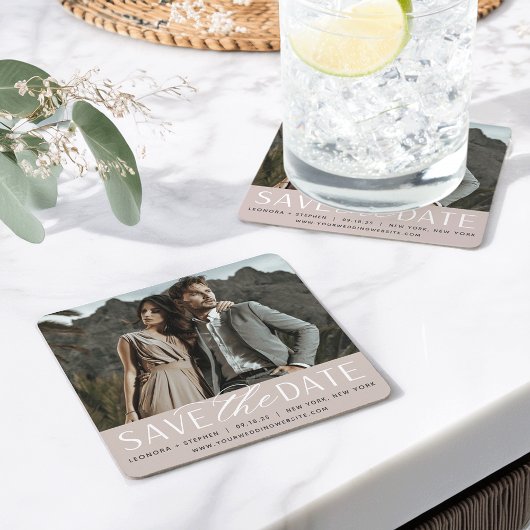 Weichzeichnen | FOTO SAVE THE DATE Rechteckiger Pappuntersetzer