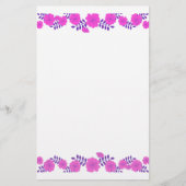 Weichzeichnen rosa Rose Blume Line Border Briefpapier (Vorderseite)