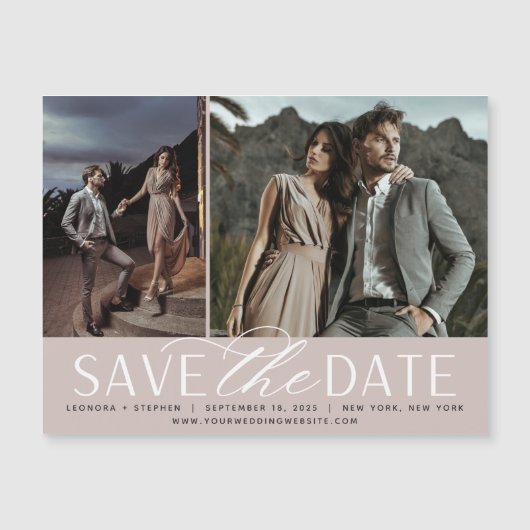 Weichzeichnen | Zwei Foto speichern das Datumsfens Magnetkarte (Vorderseite)