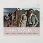 Weichzeichnen | Zwei Fotos Hochzeit speichern das Ankündigungspostkarte (Vorderseite)