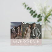 Weichzeichnen | Zwei Fotos Hochzeit speichern das Ankündigungspostkarte (Stehend Vorderseite)