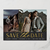 Weichzeichnen | Zwei Fotos Save the Date Folieneinladung (Vorderseite)