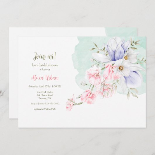 Weichzeichner Floral Einladung (Vorne/Hinten)