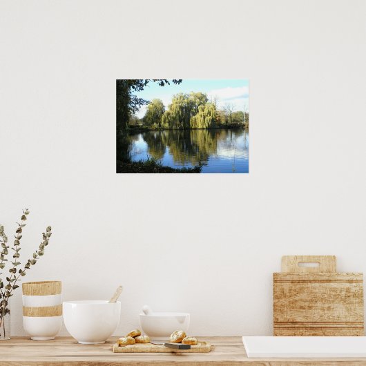 Weide am See weinend Poster (Küche)