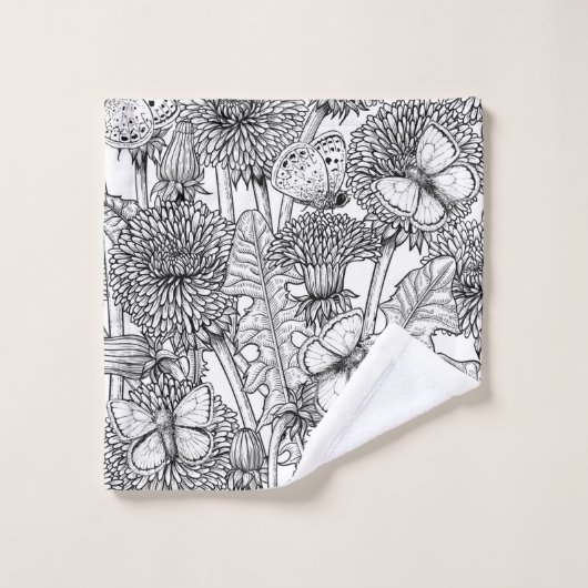 Weide aus Lüstern in Schwarz und Weiß Badhandtuch Set (Waschlappen)