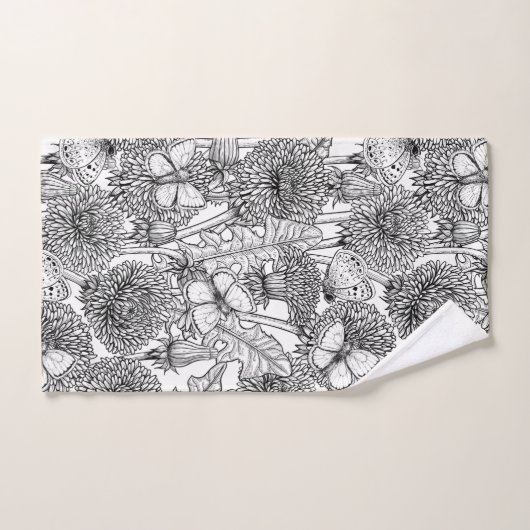 Weide aus Lüstern in Schwarz und Weiß Badhandtuch Set (Handtuch)