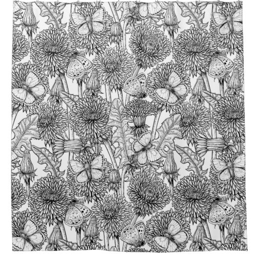 Weide aus Lüstern in Schwarz und Weiß Duschvorhang (Vorderseite)