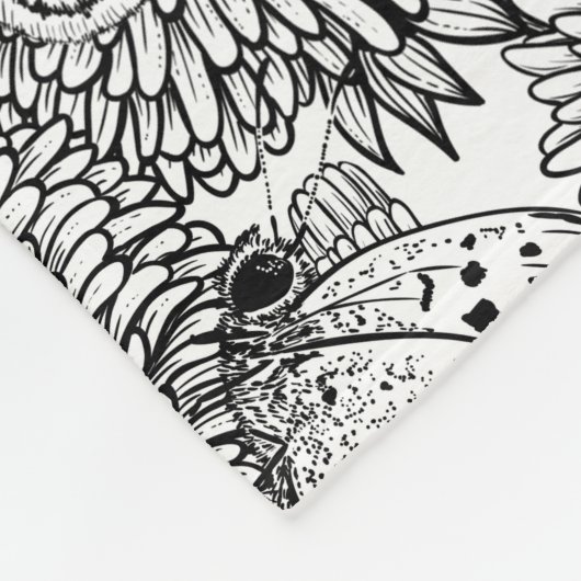 Weide aus Lüstern in Schwarz und Weiß Fleecedecke (Ecke)