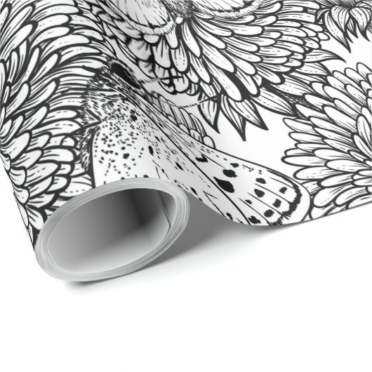 Weide aus Lüstern in Schwarz und Weiß Geschenkpapier (Rolleneckpunkt)